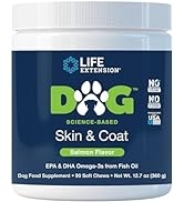 Life Extension Dog Skin & Coat - Dog Food Supplement for Healthy Skin and Coat – Omega-3 Fish Oil...