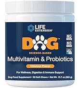 Life Extension Dog Multivitamin & Probiotics - Dog Food Supplement for Overall Health, Digestion ...