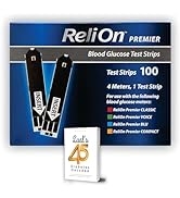 ReliOn Premier Blood Glucose Test Strips: Accurately Monitor Your Blood Sugar Levels with Reliabl...