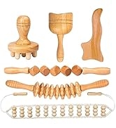 BUYMAX 6 pcs Wood Therapy Massage Tools, Maderoterapia Kit Lymphatic Drainage Massager, Body Scul...