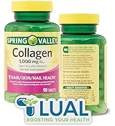 LUAL Spring Valley Collagen 1 & 3 + Vitamin C - Boost Skin Elasticity & Joint Health - 1,000mg, 9...