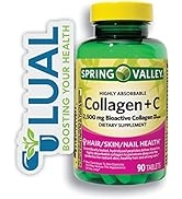 Collagen + Vitamin C 60 mg. Includes Luall Sticker + Spring Valley's Collagen + C Tablets, 2,500m...